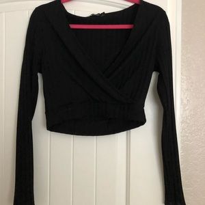 Boohoo black wrap tight shirt